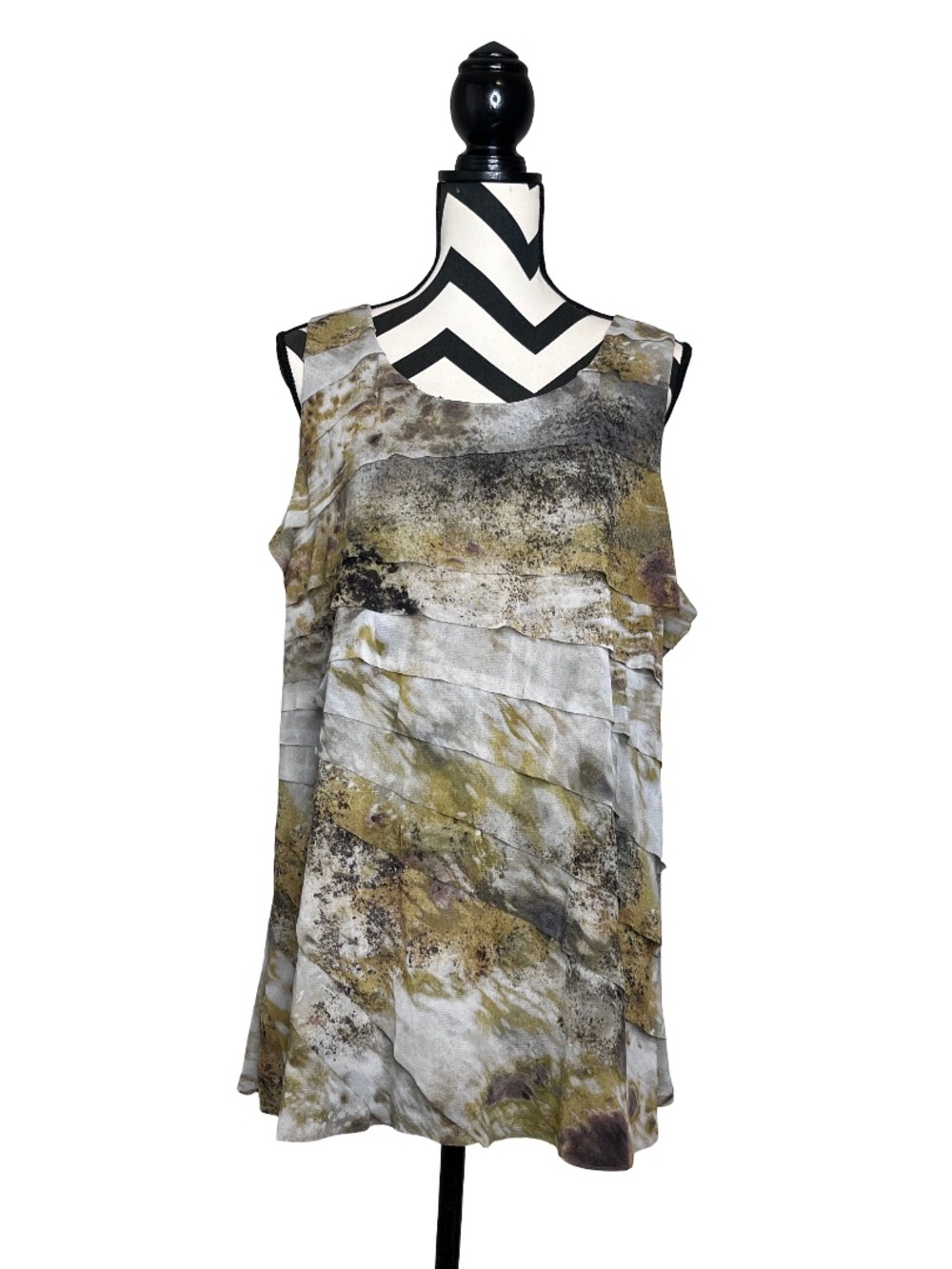 Coldwater Creek Sz 2X Forest Fairy Whimsigoth Layered Mesh Abstract Tank Top